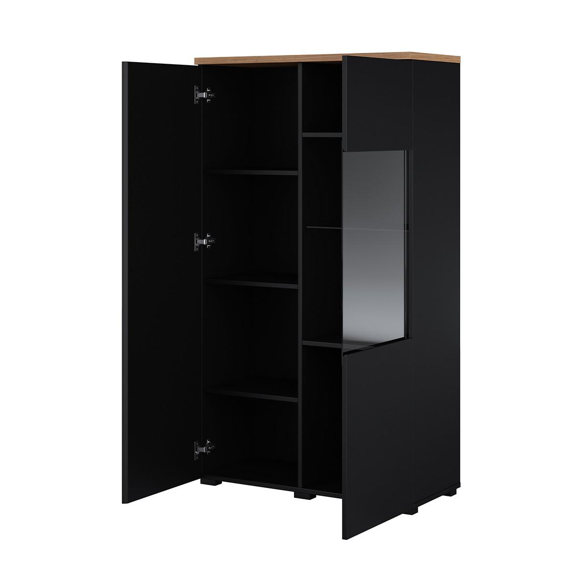 GESCHIRRSCHRANK Liko Schwarz und Holz - Schwarz, Holzwerkstoff (80/140/34.5cm) - Petits-meubles