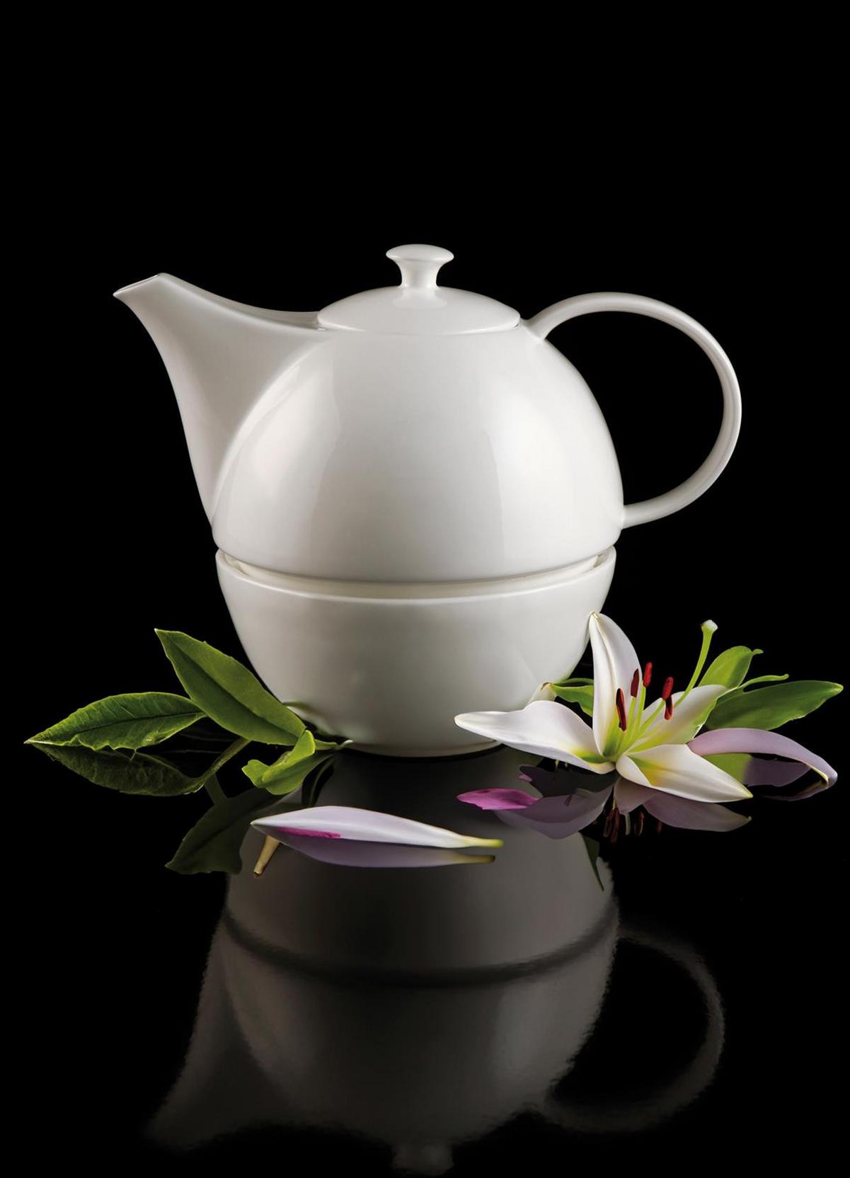 TEEKANNE MIT STÖVCHEN TableWare weiß 1,2 l - Weiß, Keramik (1.2L) - Goebel