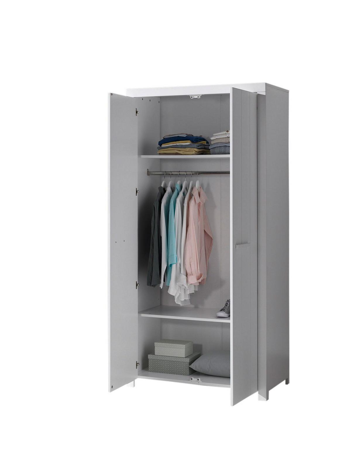 KINDERZIMMERSCHRANK Karalynn 100x58x206 mit 2 Türen MDF Weiß - Weiß, Holzwerkstoff (100/206/58cm) - 58aufmkessel