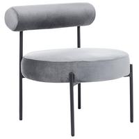 SESSEL Samtstoff Grau/Schwarz Alpha - Grau, Textil/Metall (60/66/60cm) - Beliani
