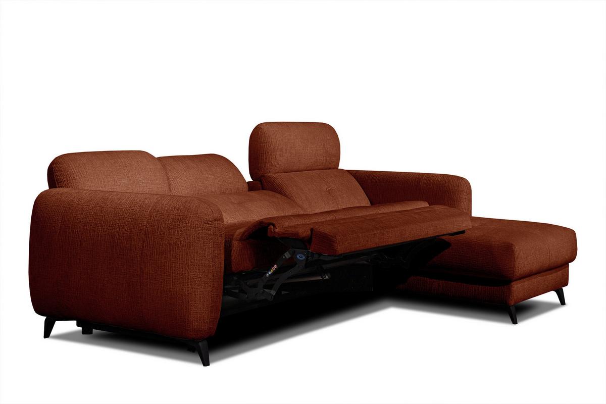 ECKSOFA SVEN 3-Sitzer, 1 Relax XL, verstellbare Kopfstützen, rot - Rot/Schwarz, Holzwerkstoff/Textil (256/163cm) - Wozimo