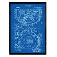 POSTER Getriebe 2 Patent A3 Rahmenlos - Blau, Papier (29.7/5/42cm) - Nacnic