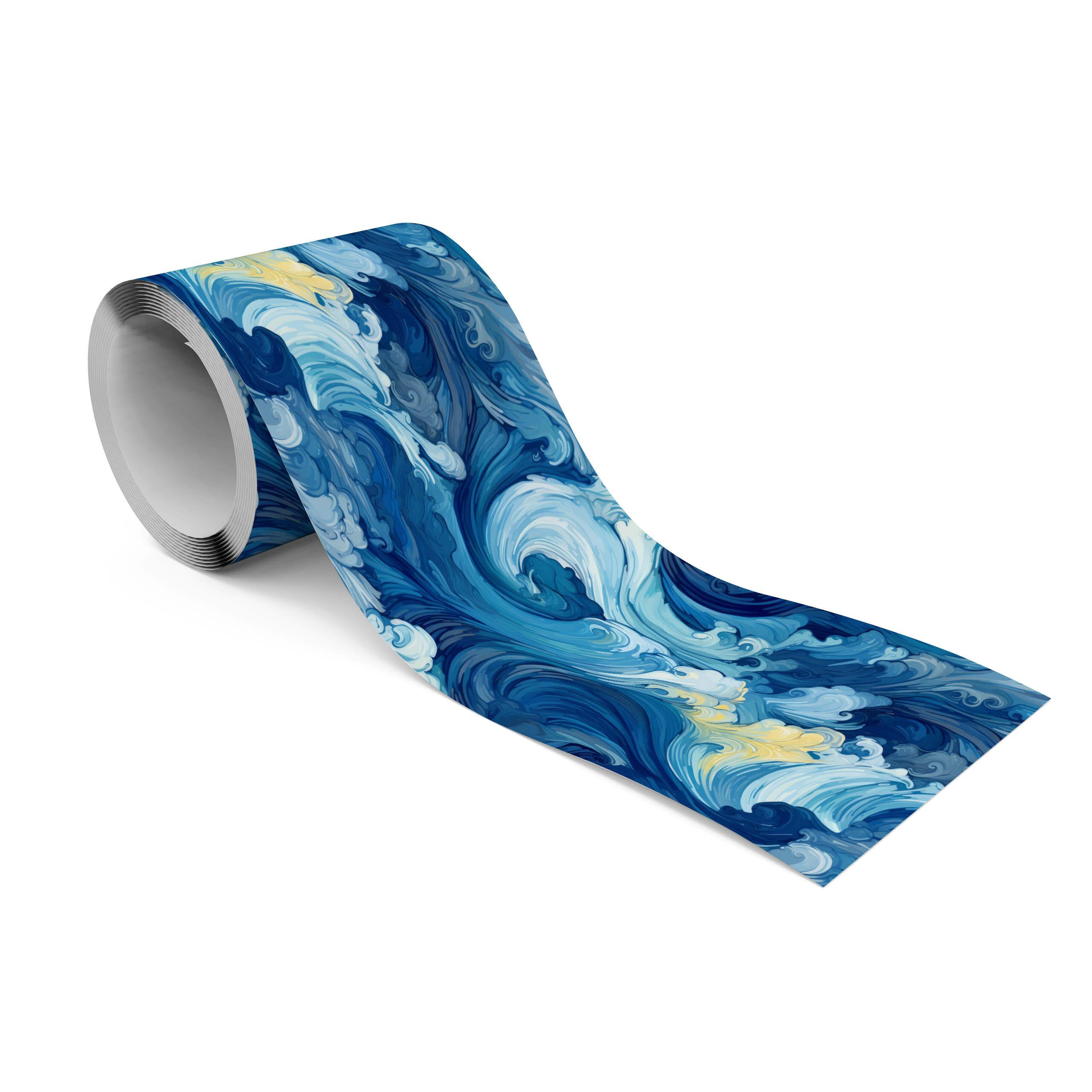 TAPETENBORDÜRE selbstklebend WELLEN Meer Ozean abstraktes Muster - Blau, Papier (10/300/300cm) - Muralo