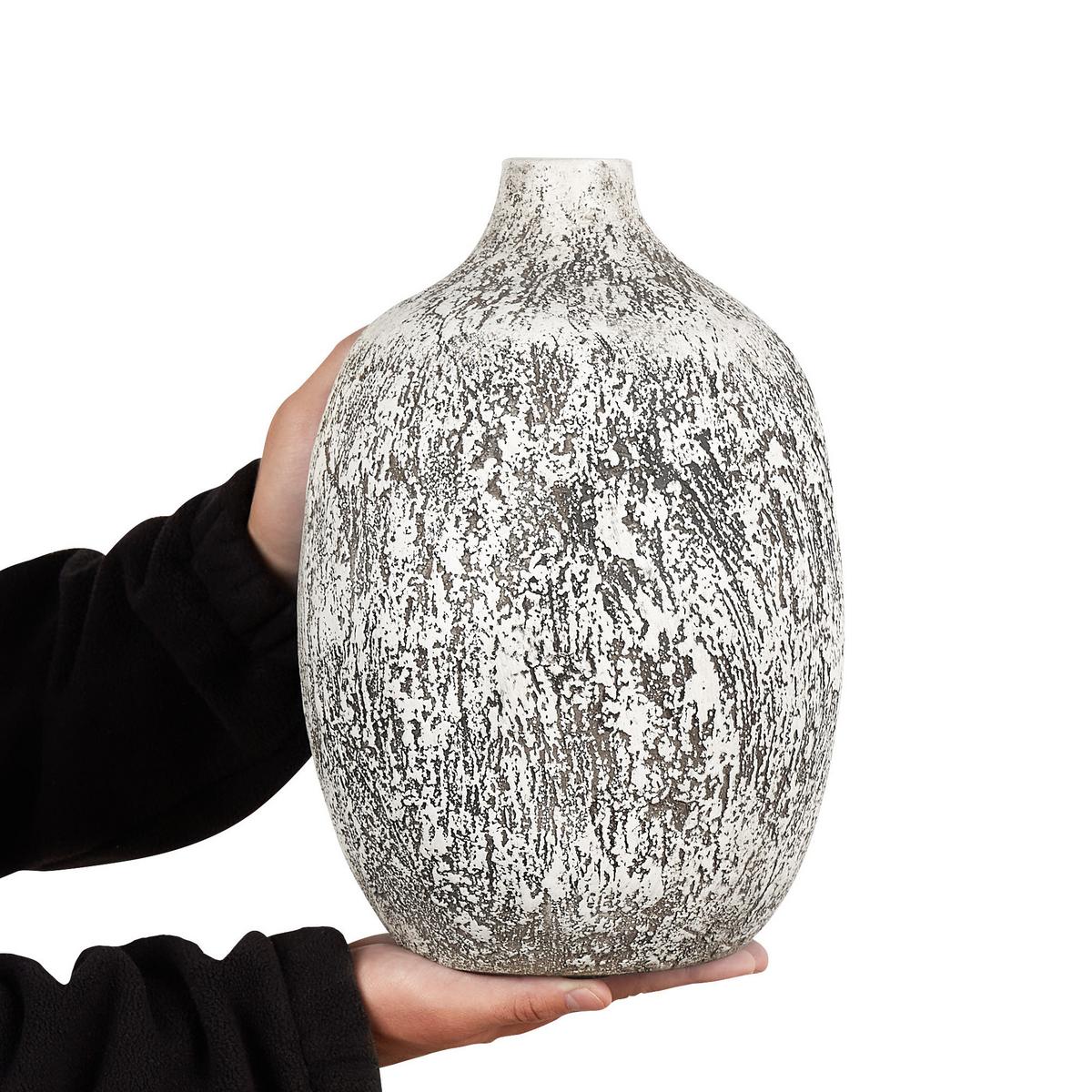 BLUMENVASE Terrakotta grau Vigo - Grau, Stein (36cm) - Beliani