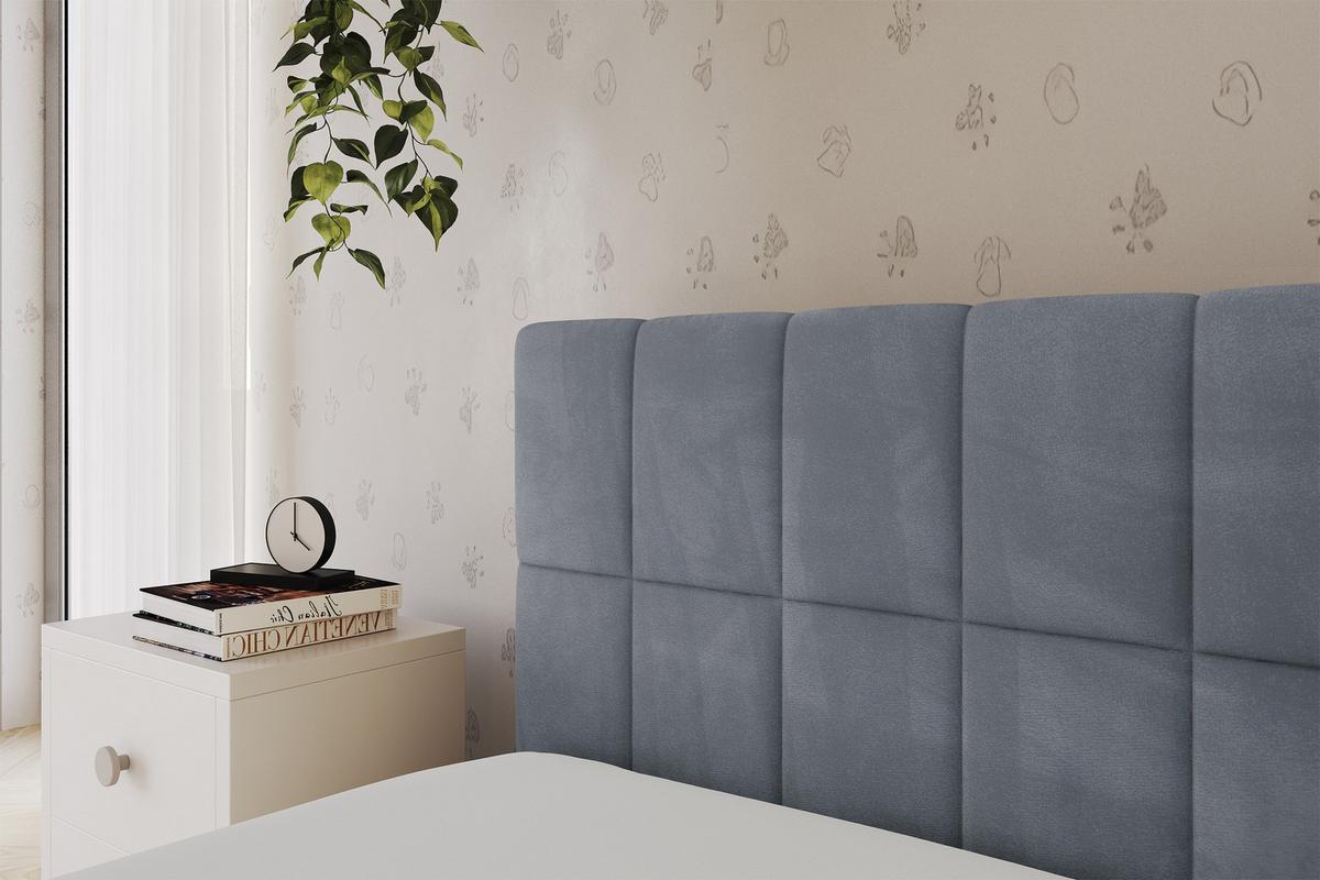 EINZELLBETT Jugendbett mit Bettkasten und Matratze H3/H4, Rechts - TULY 100x200 Grau - Blaugrau, Holzwerkstoff/Textil (100/200cm) - ALTDECOR