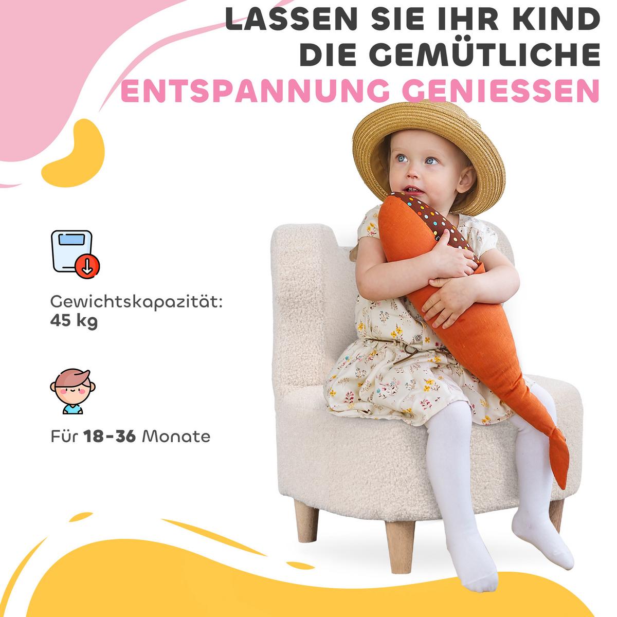 KINDERSESSEL Teddyfleece-Optik Bärenform Beige - Beige/Naturfarben, Holz/Holzwerkstoff (43/53/47cm) - AIYAPLAY