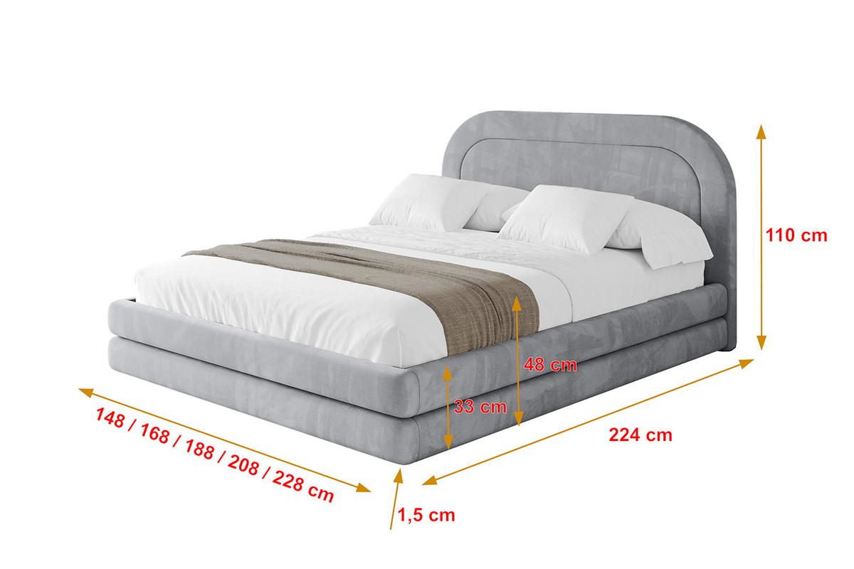 POLSTERBETT mit Bettkasten und Lattenrost, Bett mit Matratze H3/H4 - LERIS 180x200 Hellgrau - Hellgrau, Holzwerkstoff/Textil (180/200cm) - ALTDECOR