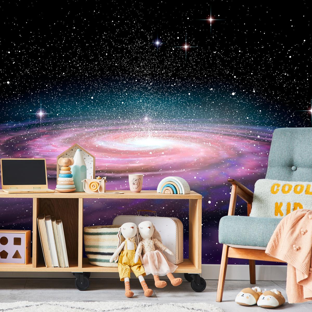 FOTOTAPETE für Jugendzimmer Spirale Sterne Galaxie Kosmos 450x315 - Violett/Schwarz, Papier (450/315cm) - Muralo