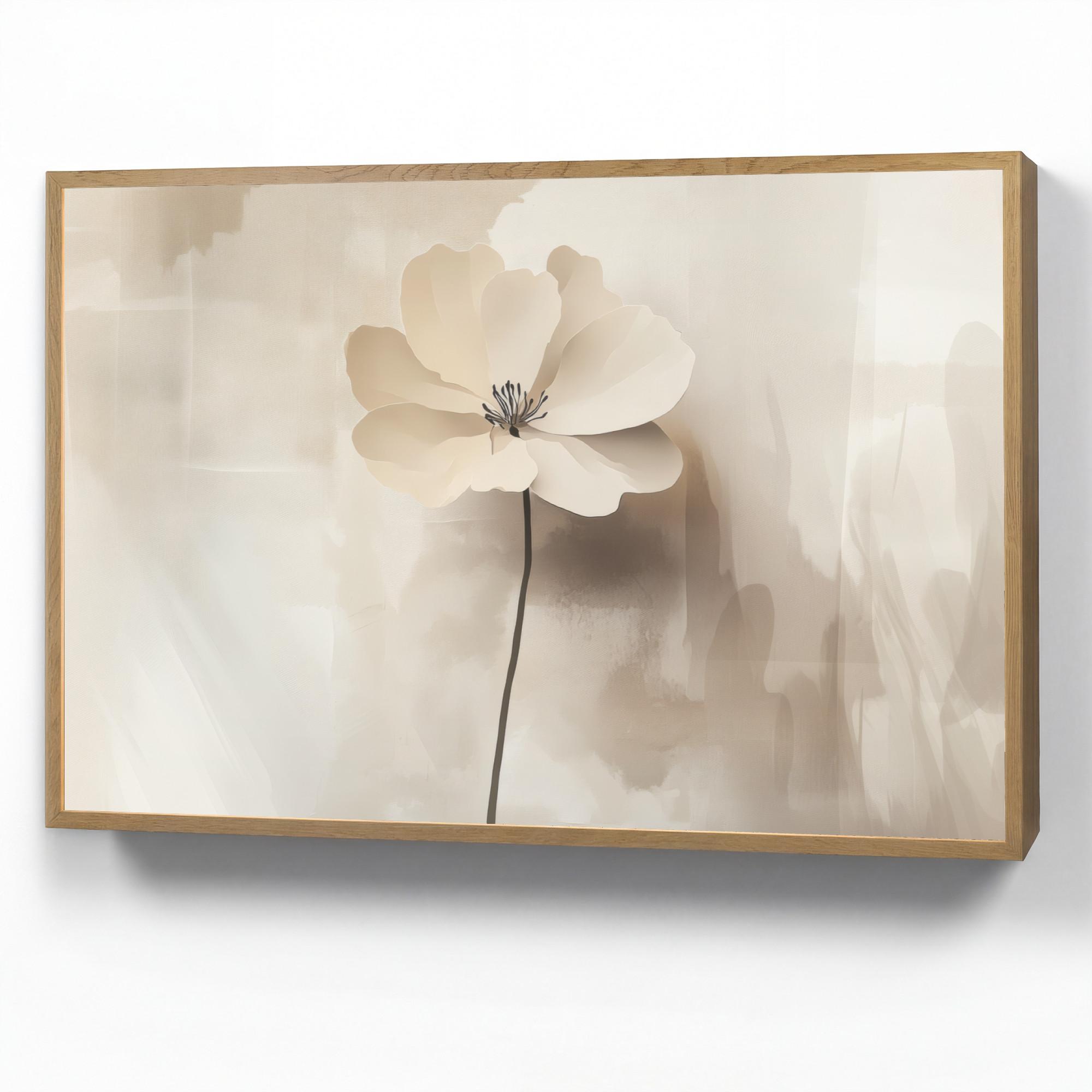 WANDLEUCHTE MIT AKKU Blume - Beige - Farbe - Schatten 100x70 cm - Beige, Holzwerkstoff (100/70/8cm) - OnlyWow