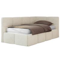 JUGENDBETT ARVO 90/200 - Creme Strukture - Foam-Matratze - Rechts Seite - Creme, Textil (90/200cm) - MKS
