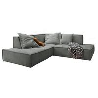 ECKSOFA SAMU Grau Webstoff - Schwarz/Grau, Textil (226/224cm) - KAWOLA