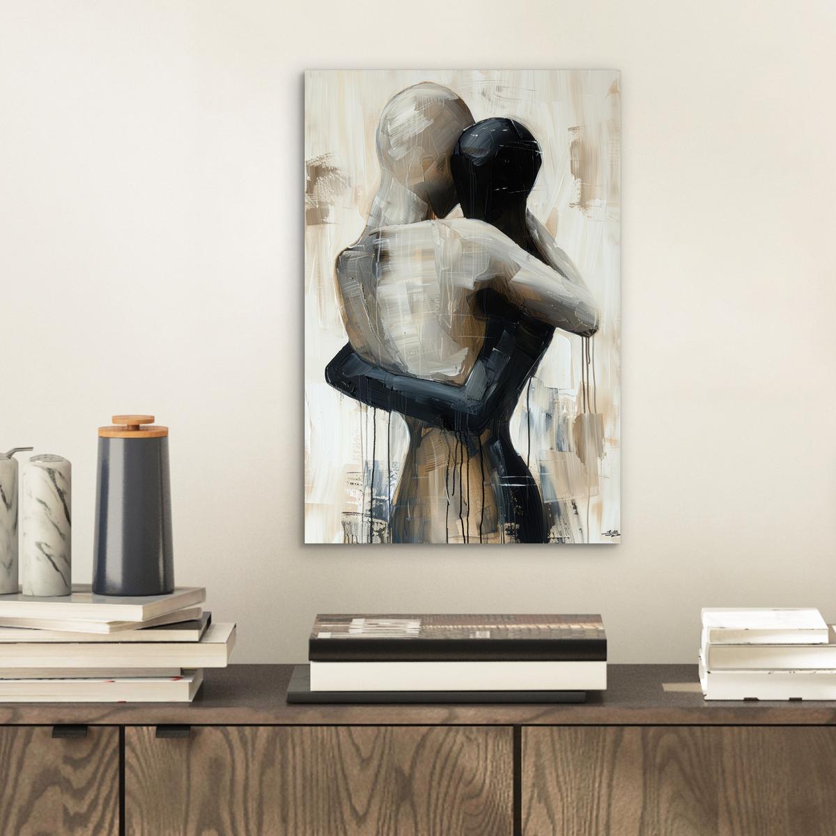 METALLBILD Abstrakt - Liebe - Schwarz und weiß - Modern 20x30 cm - Schwarz, Metall (20/30cm) - MuchoWow