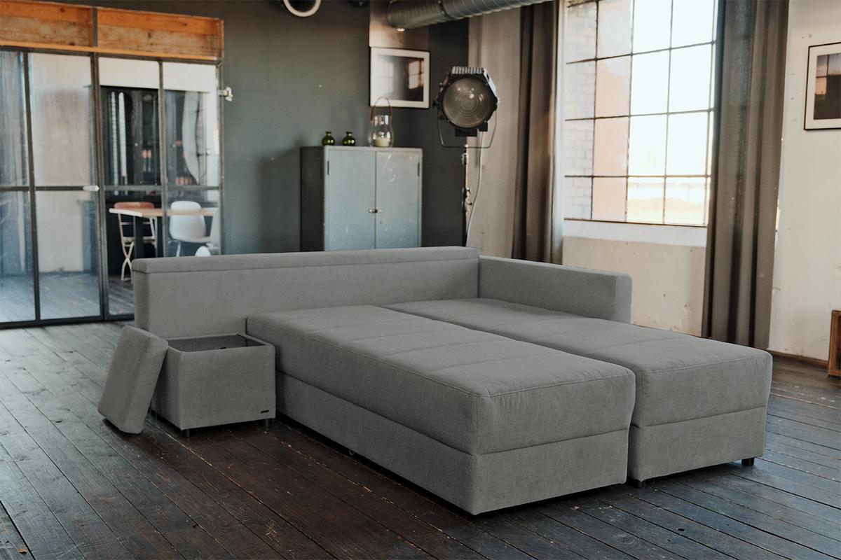 SCHLAFSOFA IDA Anthrazit Webstoff Mit Schlaffunktion - Anthrazit/Schwarz, Textil (287/229cm) - KAWOLA