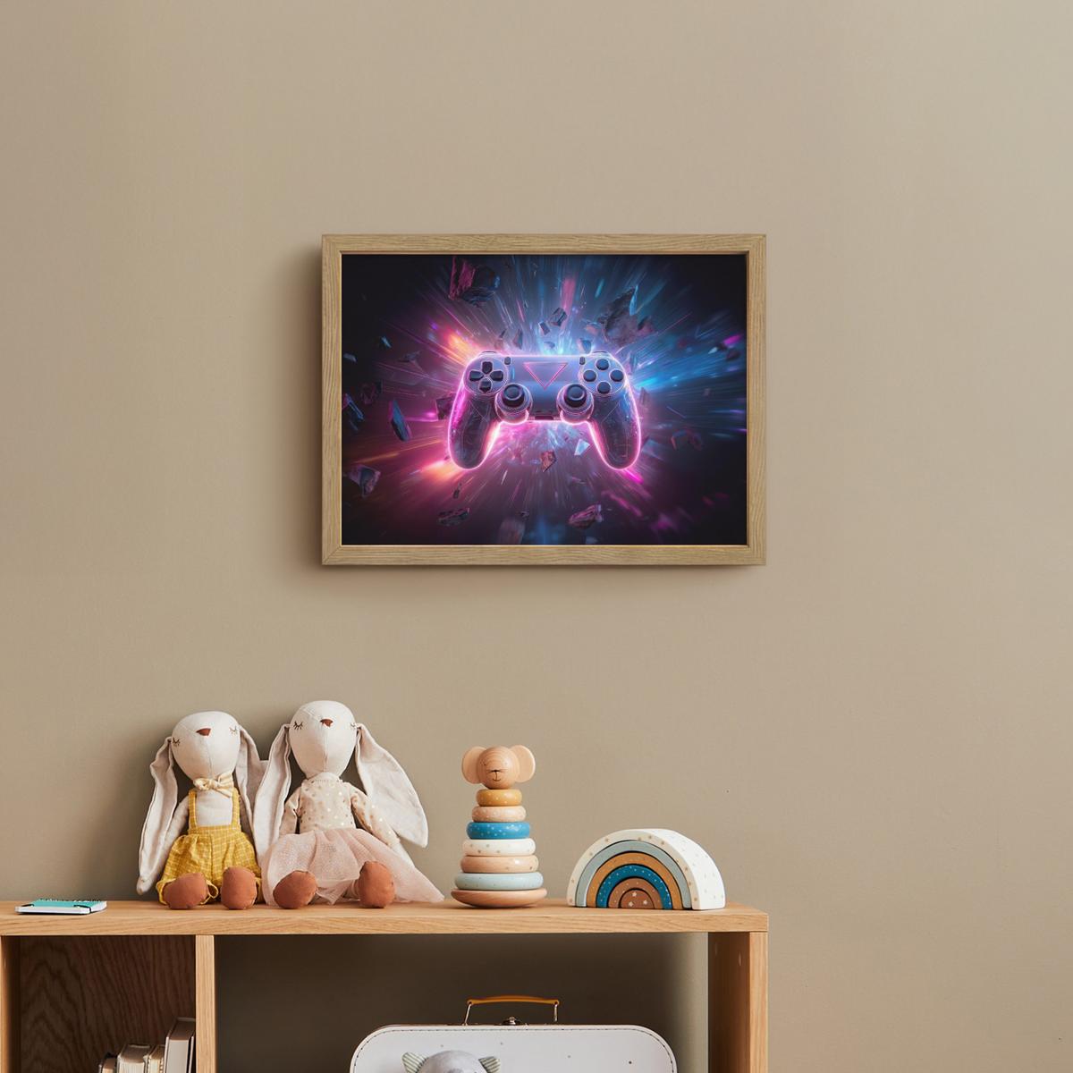 NACHTTISCHLAMPE MIT AKKU Controller - Neon - Explosion - Abstrakt 40x30 cm - Violett, Holzwerkstoff (8/40/30cm) - OnlyWow