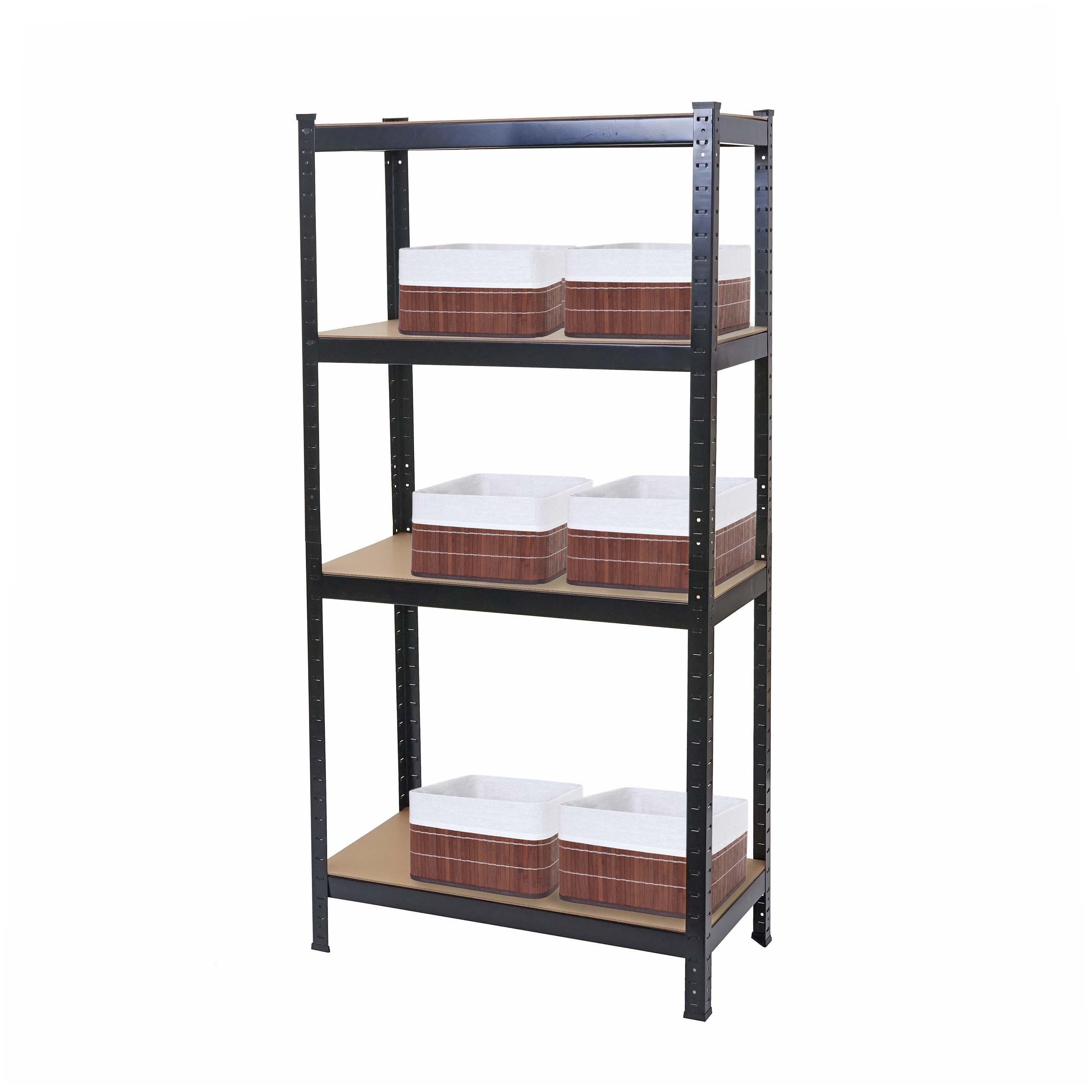SCHWERLASTREGAL MIT KORB Schwarz, Braun - Schwarz/Braun, Metall (80/160/40cm) - MCW