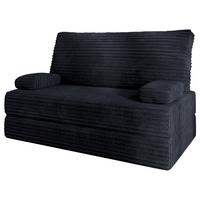 BETTSOFA LADIA aus Schaumstoff Cordstoff Schwarz Schlaffunktion - Schwarz, Textil (140/86/60cm) - MASSENO