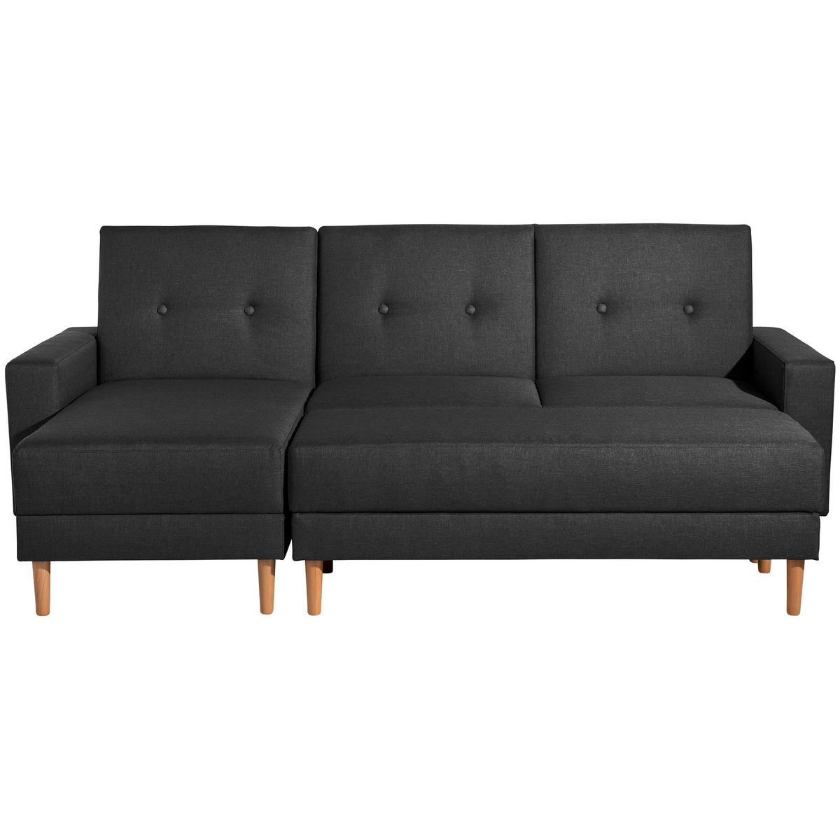 FUNKTIONSSOFA mit Hocker Kattie Flachgewebe schwarz - Schwarz, Kunststoff (144/230cm) - 58aufmkessel