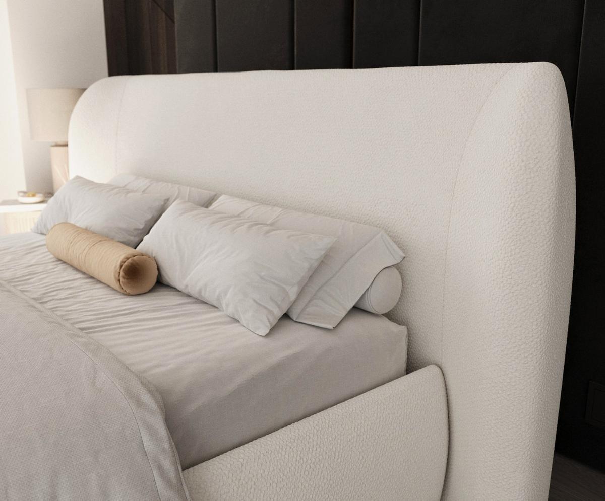 POLSTERBETT Bellano mit Stauraum 160/200 cm Weiß im Bubble Stoff - Schwarz/Naturfarben, Holz/Holzwerkstoff (160/200cm) - AltaBeds