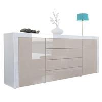 SIDEBOARD La Paz Sandgrau Hochglanz / Weiß Hochglanz - Sandfarben, Holzwerkstoff (167/72/35cm) - Vladon