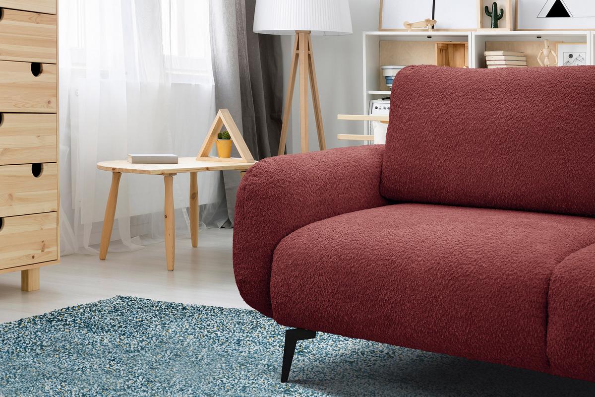 SOFA FEBE 3-Sitzer, bordeaux - Bordeaux/Schwarz, Holz/Textil (190/82/96cm) - Wozimo