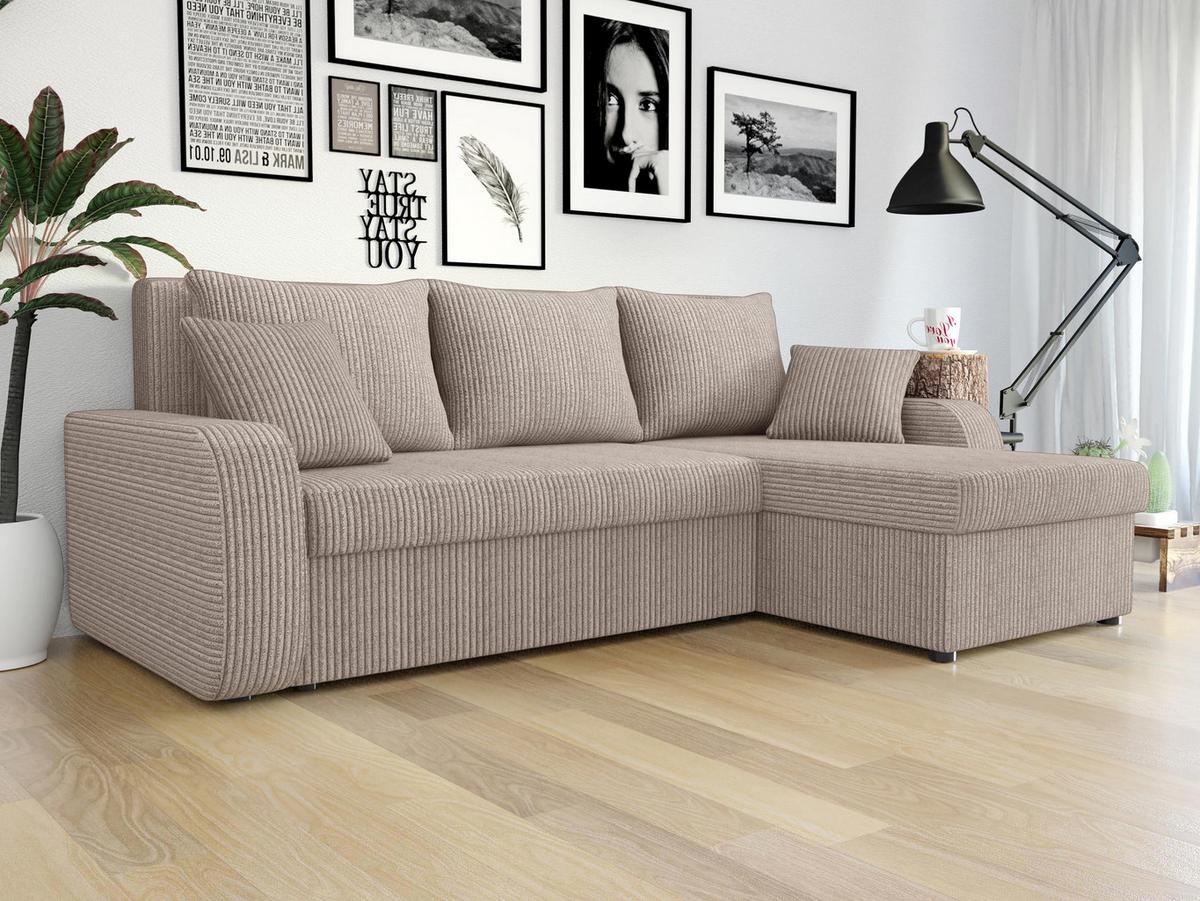 ECKSOFA Kris Cord - Schwarz/Sahara, Holz/Kunststoff (238/147cm) - MIRJAN24
