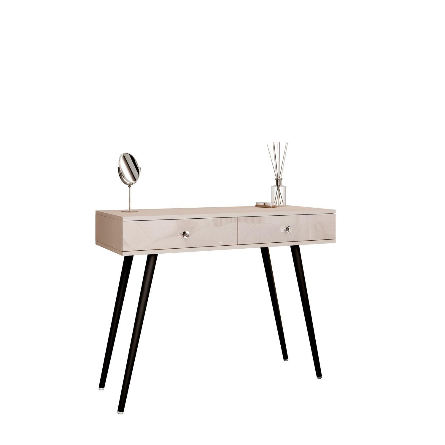 KONSOLE SIENNA KASCHMIR auf schrägen schwarzen Beinen - Beige, Holzwerkstoff (100/81/42cm) - Lookway
