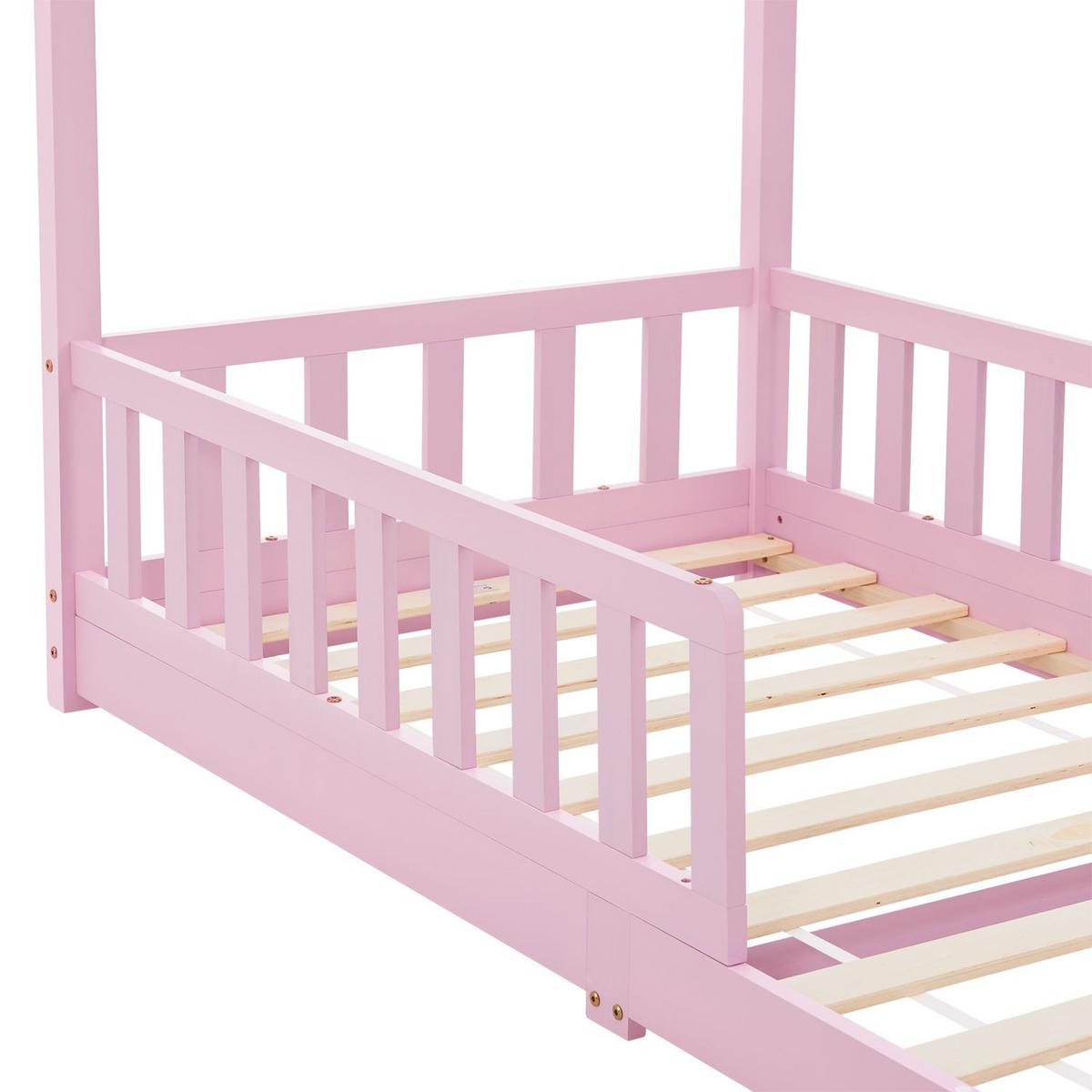 KINDERBETT Marli rosa 90x200 cm - Rosa, Holz (90/200cm) - Juskys