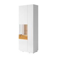 VITRINE Andrea Weiß und Holz - Weiß, Holzwerkstoff (80/207/40cm) - Petits-meubles