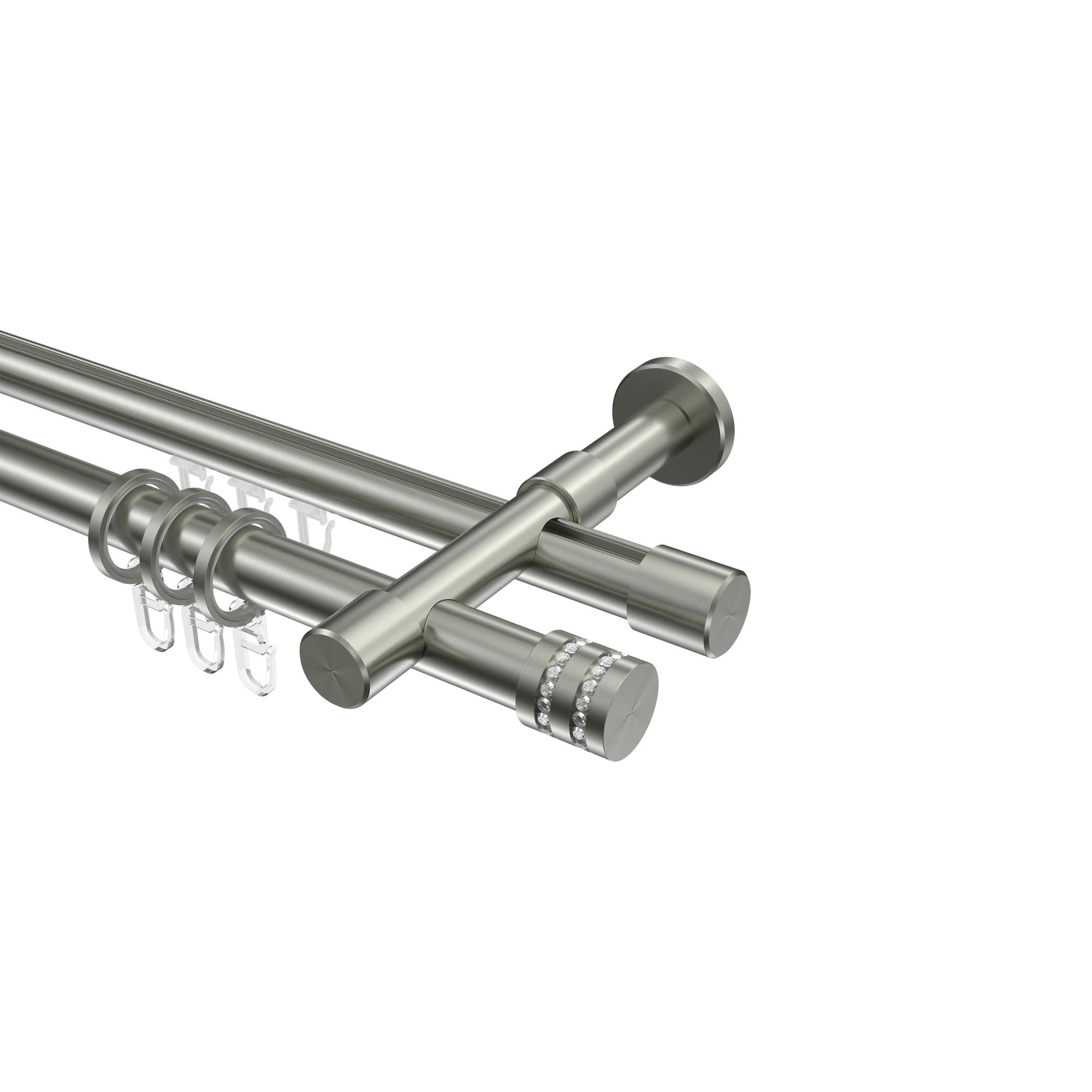 GARDINENSTANGE RUNDROHR-INNENLAUF Prestige Estana 160 cm, 2-läufig, 20 mm Ø Edelstahl-Optik - Edelstahlfarben, Metall (160cm) - INTERDECO