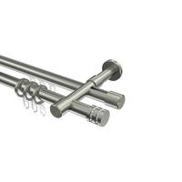 GARDINENSTANGE RUNDROHR-INNENLAUF Prestige Estana 160 cm, 2-läufig, 20 mm Ø Edelstahl-Optik - Edelstahlfarben, Metall (160cm) - INTERDECO