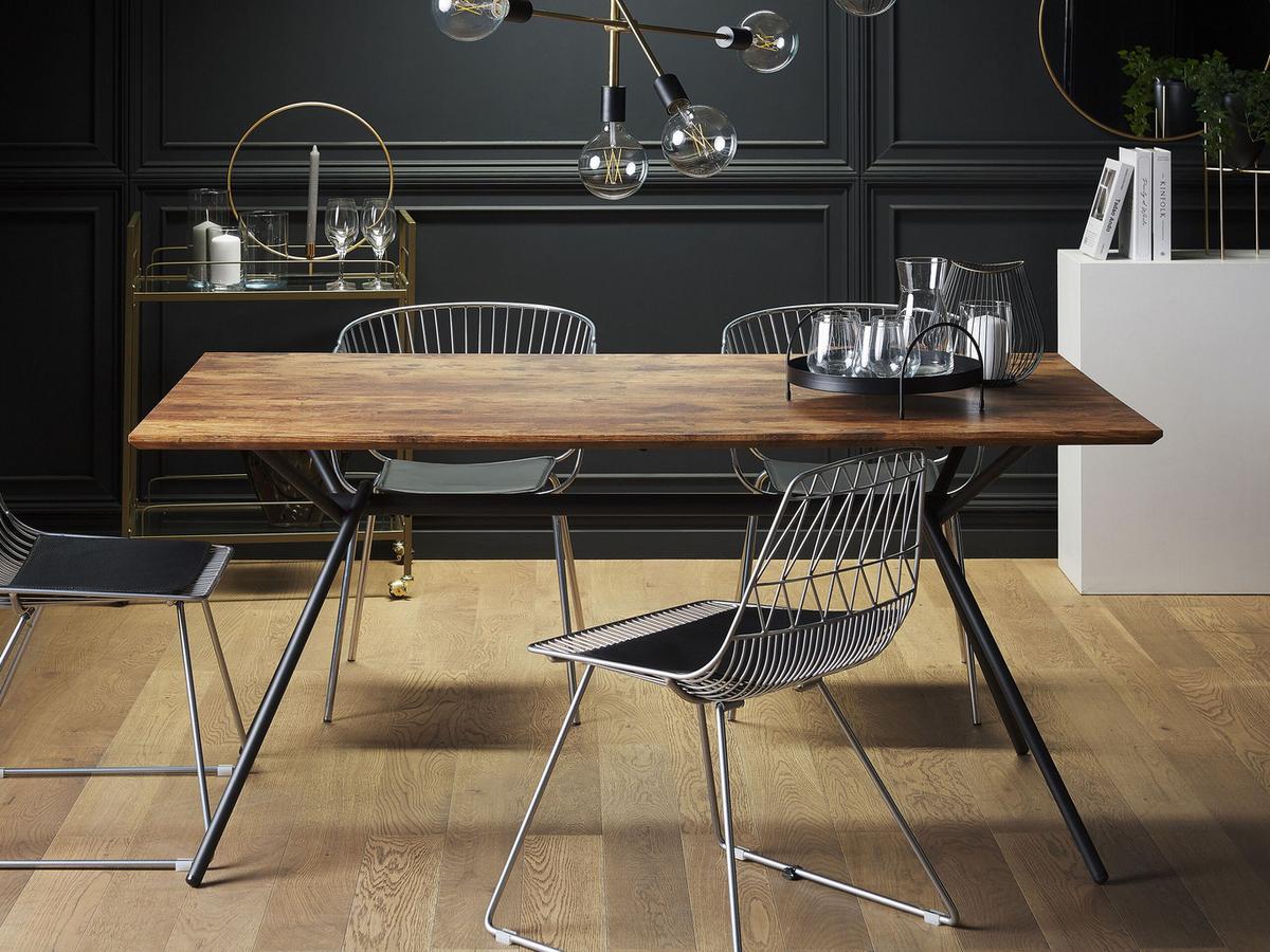 ESSTISCH 160/90/75 cm Dunkelbraun, Schwarz Rechteckig Amsterdam - Dunkelbraun, Holzwerkstoff (160/90/75cm) - Beliani