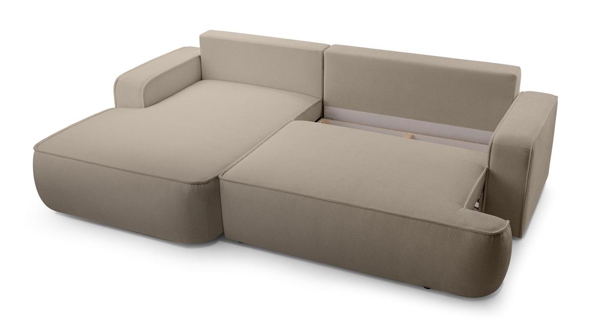 ECKSOFA L Form Ablia Beige 267/168/87 cm mit Schlaffunktion L - Beige/Schwarz, Kunststoff/Textil (168/267cm) - AX Living