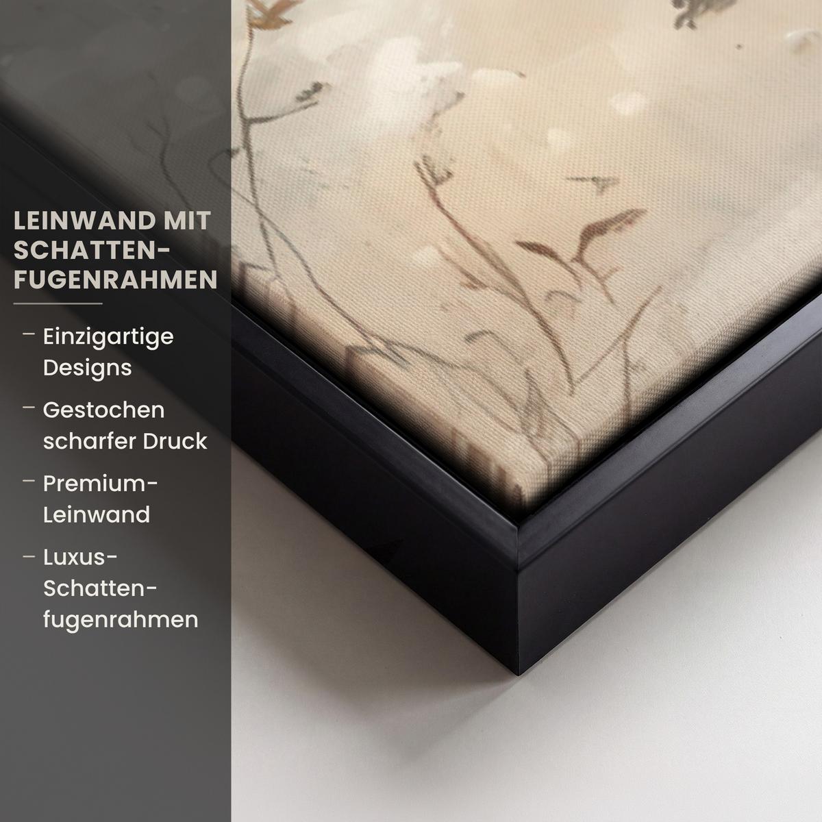 LEINWAND Bilder mit Rahmen - Weihnachten - Rentier - Winter - Kranz - 60x90 - Naturfarben, Textil (60/90cm) - MuchoWow