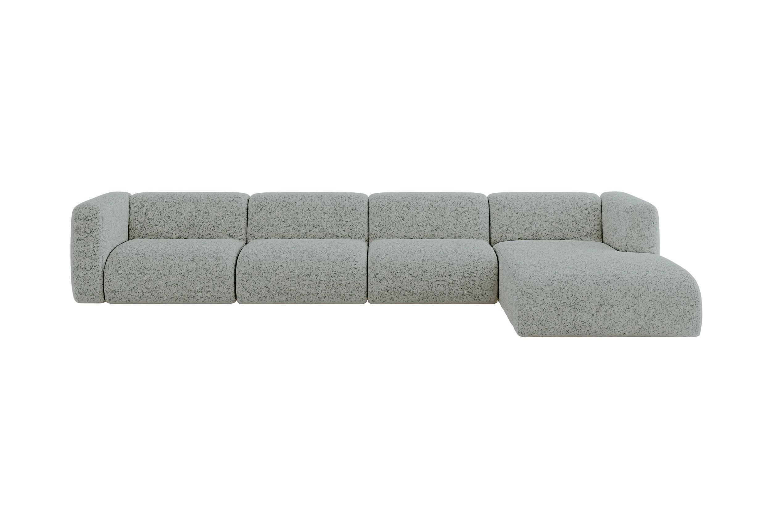 ECKSOFA Ottomane Rechts MIRA-L3 409x179x70 Grün Velours - Schwarz/Hellgrün, Holzwerkstoff/Kunststoff (409/179cm) - ALTDECOR