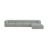 ECKSOFA Ottomane Rechts MIRA-L3 409x179x70 Grün Velours - Schwarz/Hellgrün, Holzwerkstoff/Kunststoff (409/179cm) - ALTDECOR