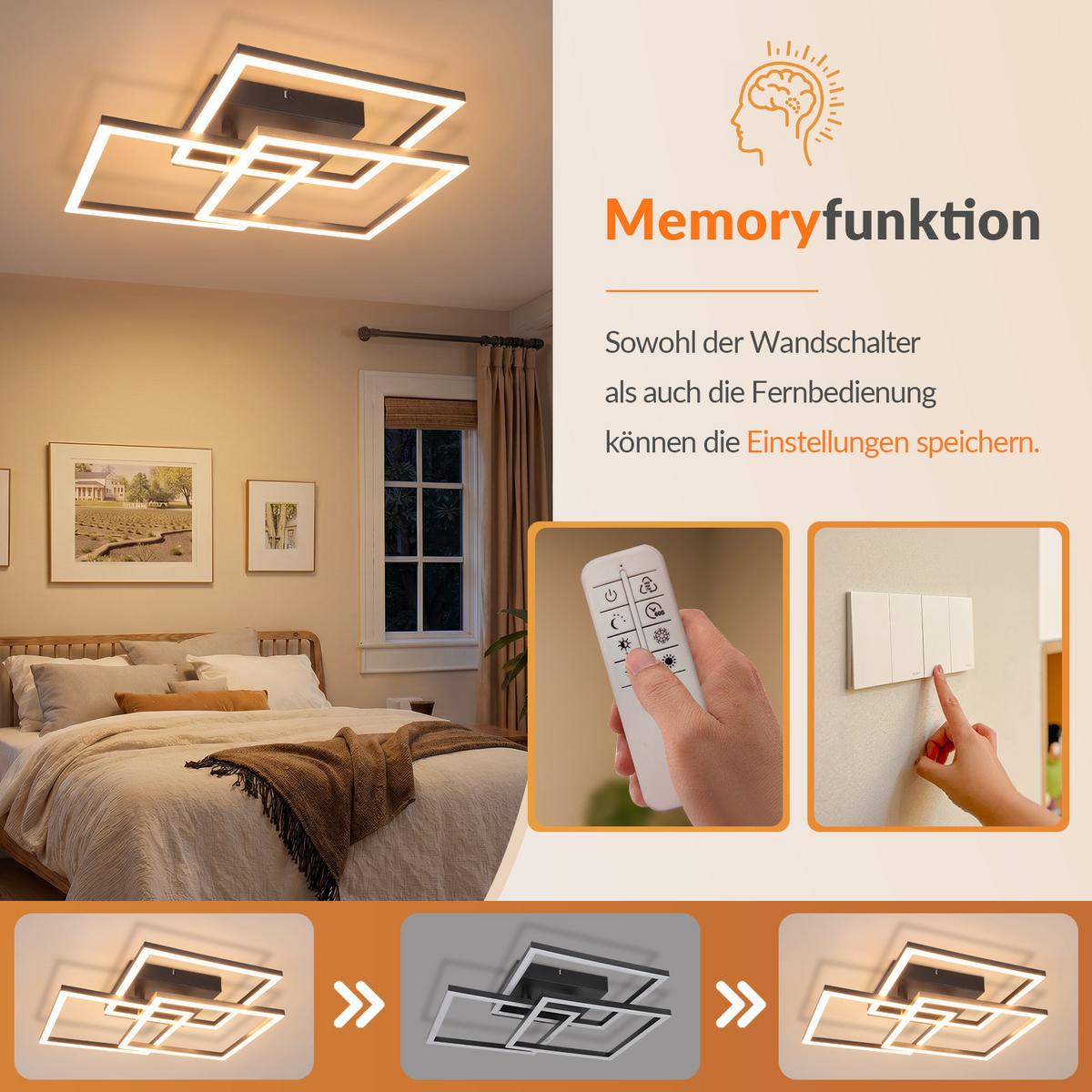 LED DECKENLEUCHTE Lysven 40/40/8.7 cm - Schwarz, Kunststoff (40/40/8.7cm) - ZMH