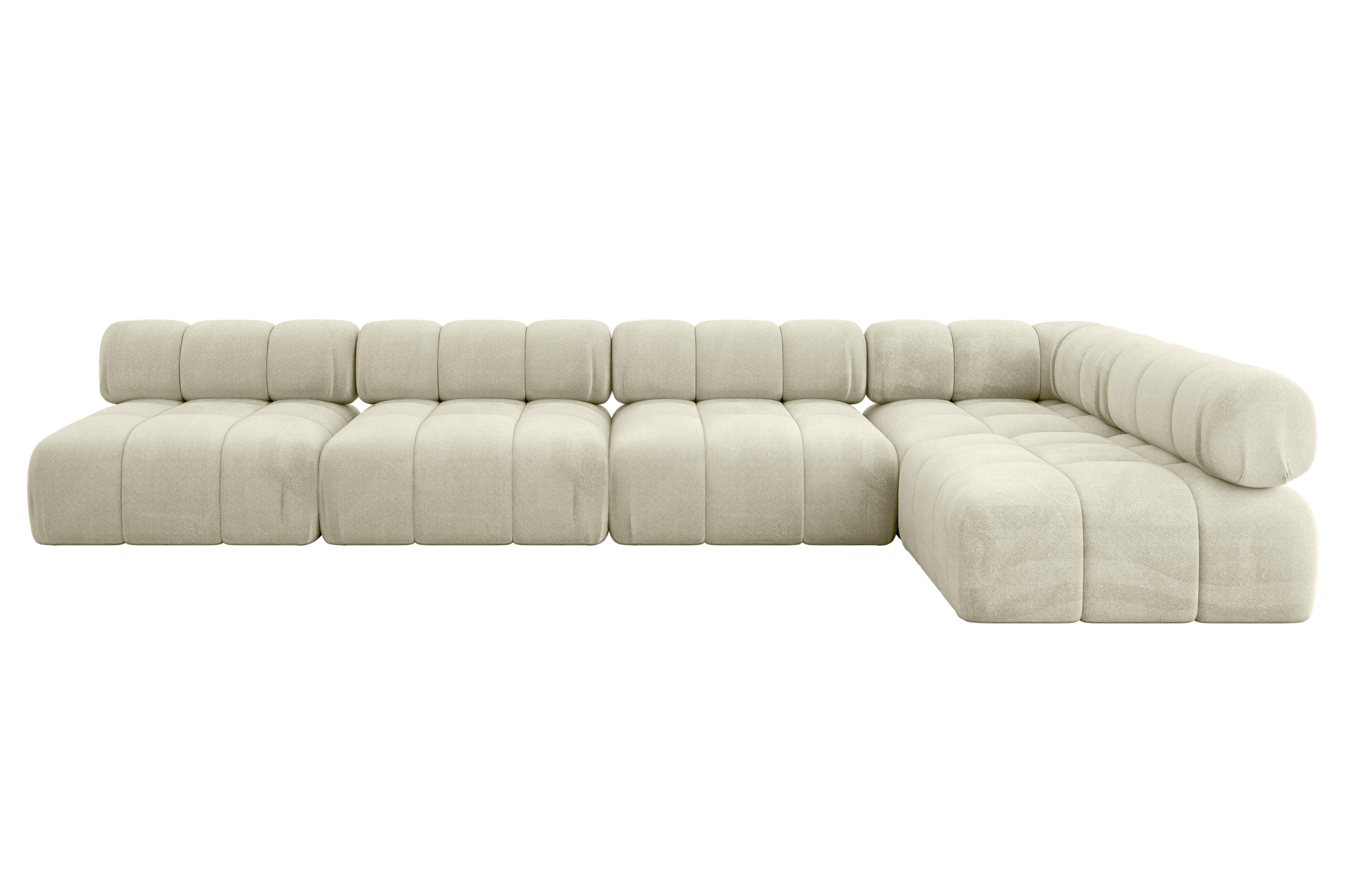 ECKSOFA modulares Sofa Samaro-L3 - 380x190x70 cm Beige Velours - Beige, Holzwerkstoff/Textil (380/190cm) - ALTDECOR