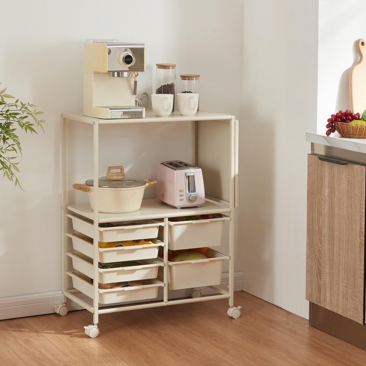 ROLLWAGEN Sørfold - Weiß, Metall (37/85/100cm) - [en.casa]