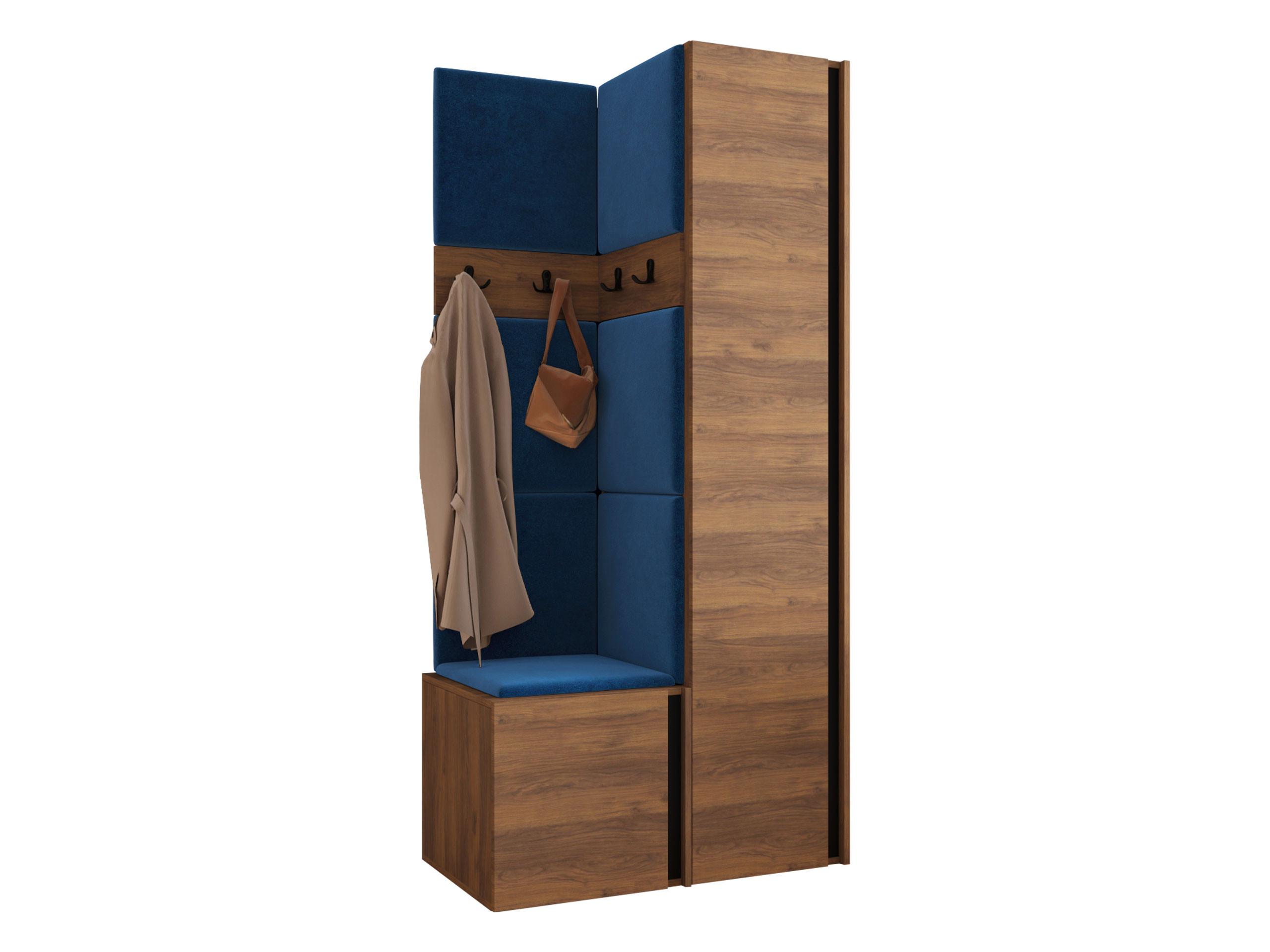 GARDEROBEN-SET Orion XXIV - Blau/Nussbaumfarben, Holzwerkstoff/Kunststoff (82/186/46cm) - MIRJAN24