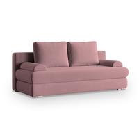 SCHLAFSOFA ASPERO Rosa Plüsch-Stoff mit Schlaffunktion - Rosa, Holz (200/95/75cm) - MASSENO