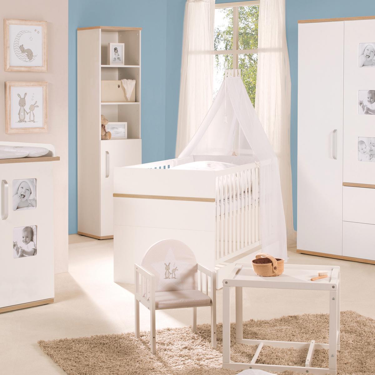 BABYZIMMER-SET Pia mit breiter Wickelkommode 2-teilig - Weiß, Holzwerkstoff (76/81/142.5cm) - Roba