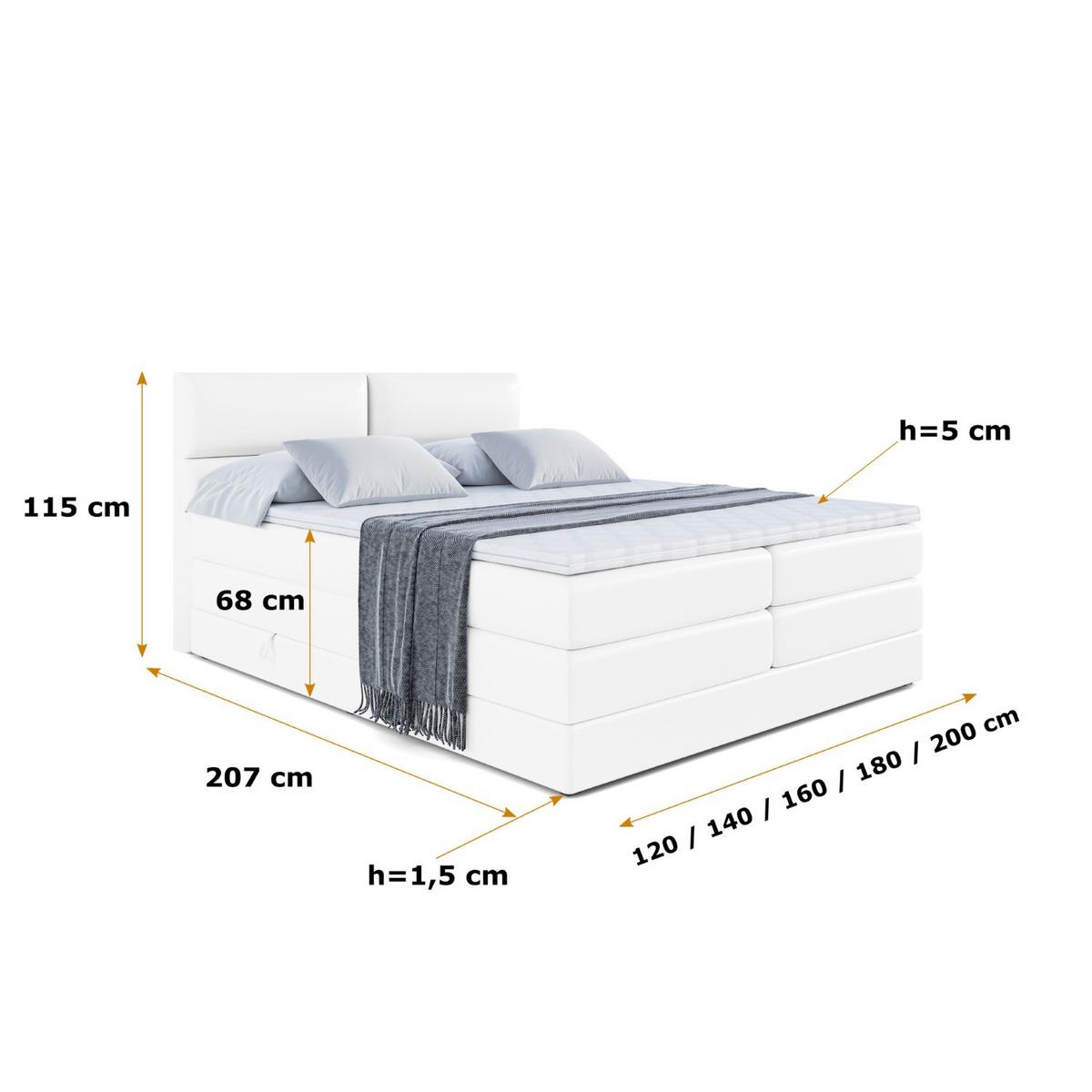 BOXSPRINGBETT BOXI3 KING - 180x200 - H3/H4 - Weiß Hochglanz - Weiß Hochglanz, Holzwerkstoff (180/200cm) - ALTDECOR