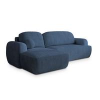 ECKSOFA MODENZA P L-S Blau Kordstoff mit Schlaffunktion - Blau/Schwarz, Holz/Kunststoff (266/148cm) - MASSENO
