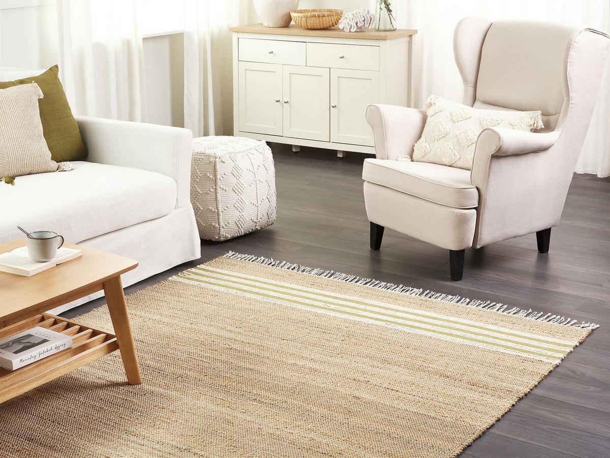 TEPPICH geflochten Mirza 230/160 cm - Beige, Naturmaterialien (160/230cm) - Beliani