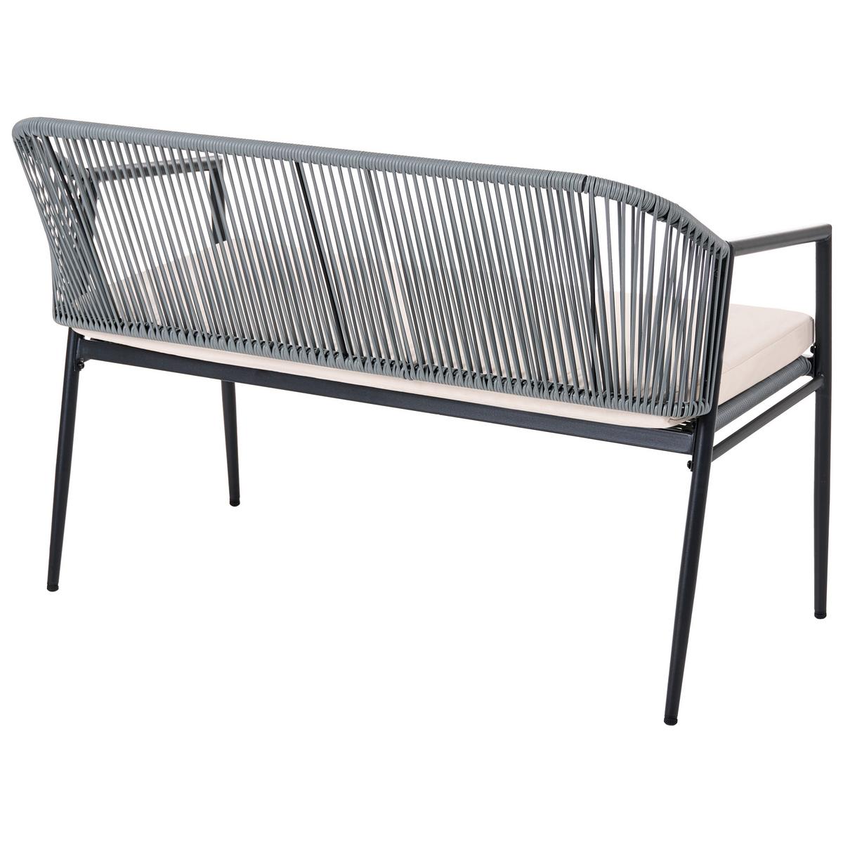 LOUNGE-SET mit Tisch 4-Sitzer Polyrattan Schwarz Flero - Dunkelgrau/Beige, Kunststoff - Beliani