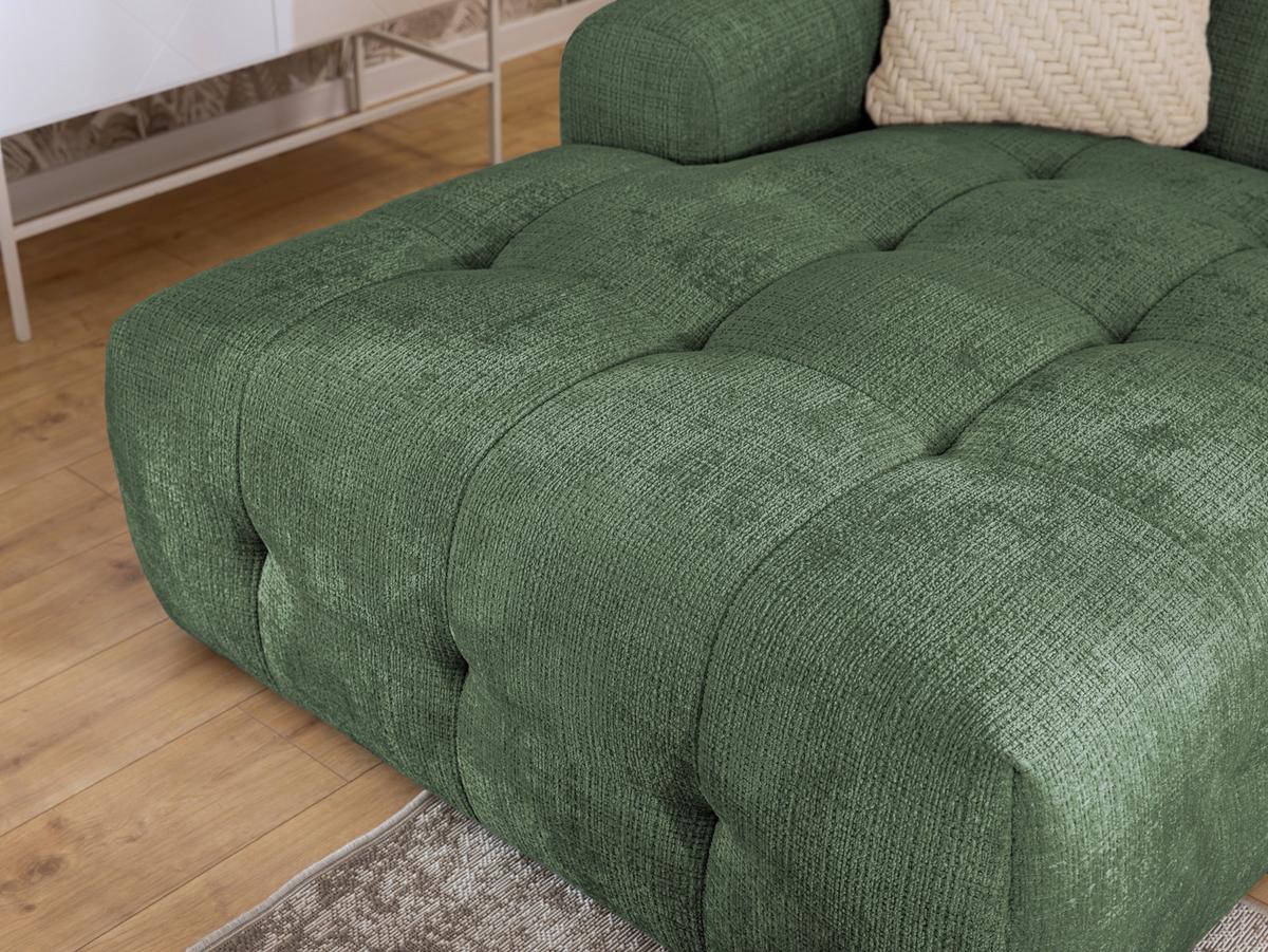 ECKSOFA mit Ottomane links, raffinierten Steppungen, Wellenunterfederung, B234/T161/H79 cm, Chenille-Bezug in Grün / 21040 - Schwarz/Grün, Kunststoff/Textil (234/79/161cm) - luma-home