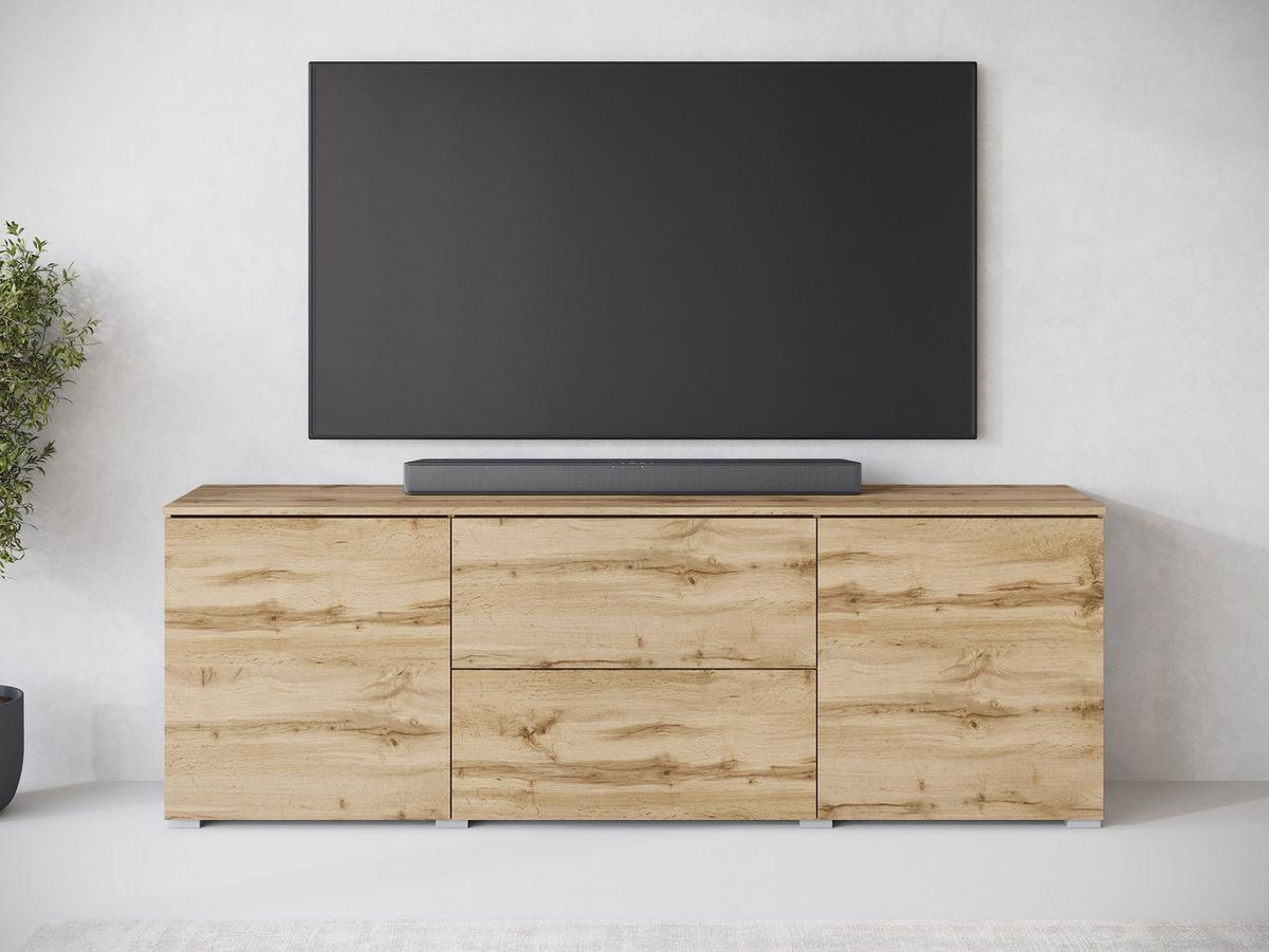 TV-LOWBOARD Vera 180 - Eiche Wotan/Silberfarben, Holzwerkstoff/Kunststoff (180/62/35cm) - MIRJAN24
