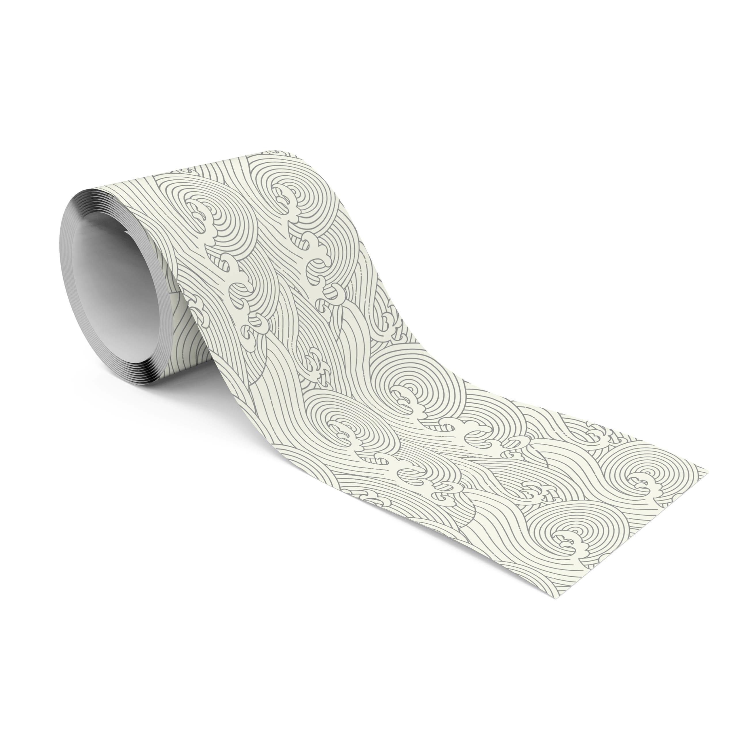 TAPETENBORDÜRE selbstklebend Japanische WELLEN abstraktes Muster - Beige/Grau, Papier (10/300/300cm) - Muralo