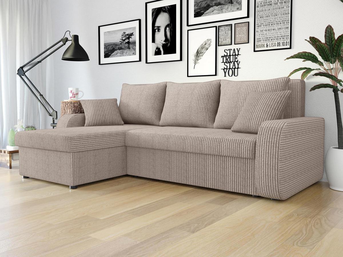 ECKSOFA Kris Cord - Schwarz/Sahara, Holz/Kunststoff (238/147cm) - MIRJAN24