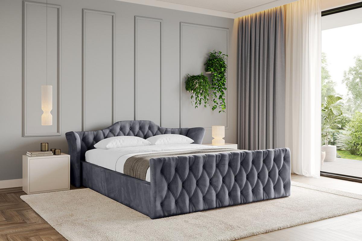 POLSTERBETT mit Bettkasten, Fußteil und Lattenrost, Boxbett ohne Matratze - ZORAN-Z-V1 120x200 Dunkelgrau - Dunkelgrau, Holzwerkstoff/Textil (120/200cm) - ALTDECOR